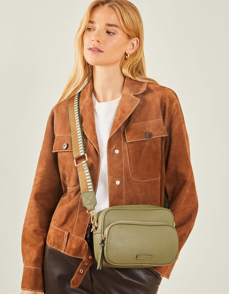 Dina Double Zip Crossbody Bag, Green (KHAKI), large