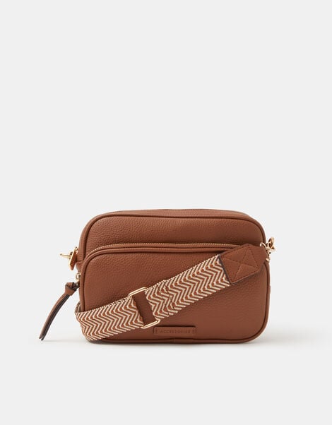 Dina Double Zip Crossbody Bag, Tan (TAN), large