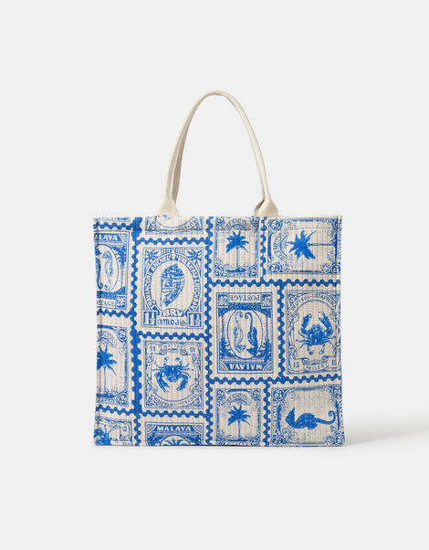 Stamp Print Quilted Shopper Bag, , large