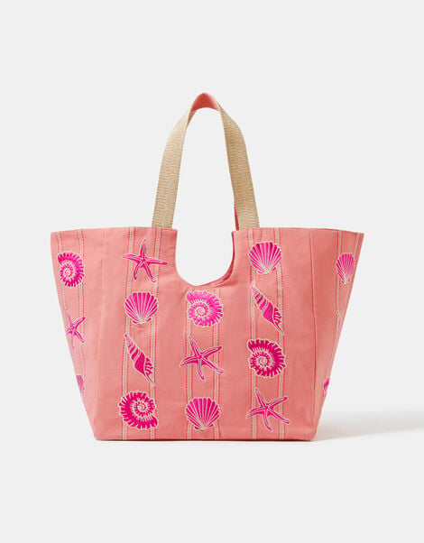 Seashell Embroidered Beach Bag, , large