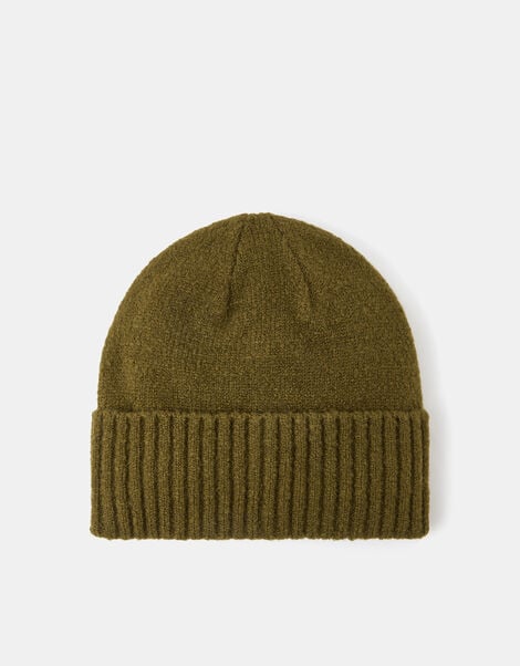 Ribbed Knit Beanie Hat, , large