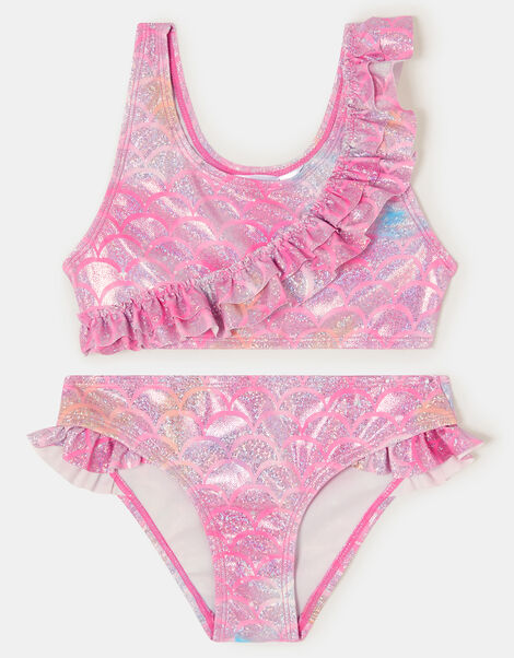 Girls Frill Mermaid Bralette Bikini Set, Pink (PINK), large
