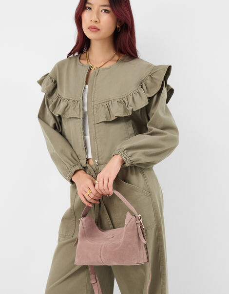 Fold Top Suede Bag, , large