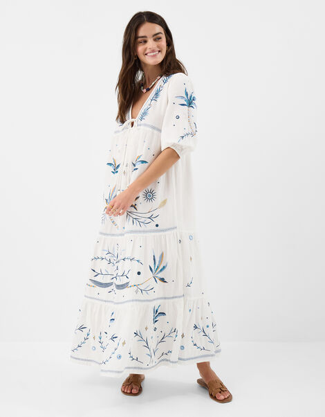 Celestial Embroidered Maxi Dress, Ivory (IVORY), large