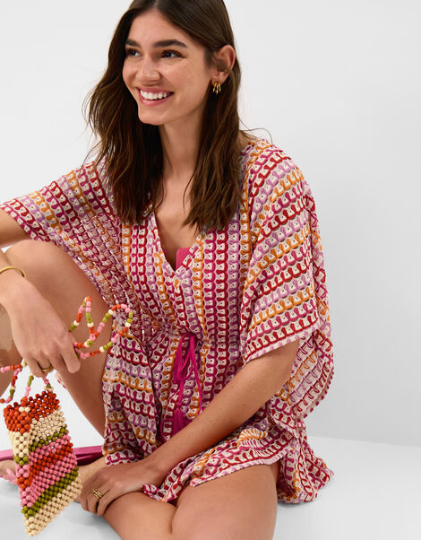 Crochet Mini Kaftan, Multi (BRIGHTS MULTI), large
