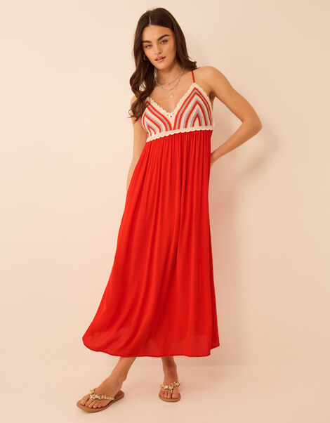 Stripe Crochet Midi Dress, Multi (BRIGHTS MULTI), large